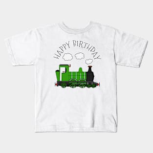 Steam Train Happy Birthday Rail Enthusiast (Green) Kids T-Shirt